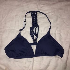Navy target bikini top